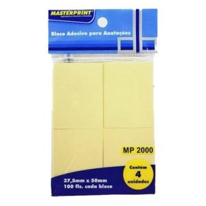 Bloco Adesivo 38x50 Amarelo 4x100 folhas