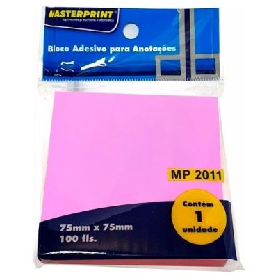 Bloco Adesivo 75x75 Rosa 100 folhas