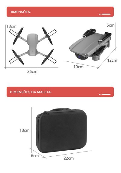 Drone E99 PRO com câmera dupla 4K