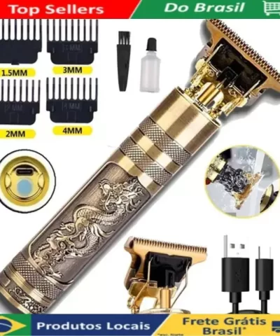 Máquina de corte de cabelo profissional elétrica designer masculino barba