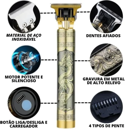 Máquina de corte de cabelo profissional elétrica designer masculino barba - Imagem 8