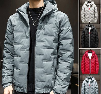 Casaco Masculino De Inverno Estilo Coreano Com Capuz Acolchoado De Algodão