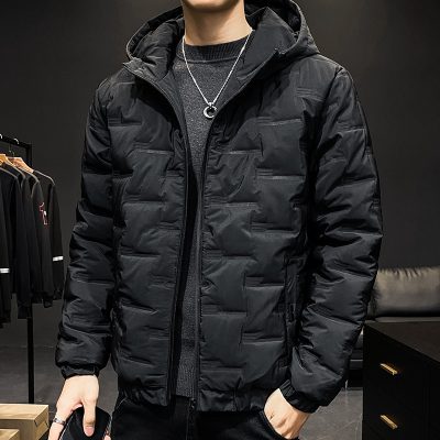 Casaco Masculino De Inverno Estilo Coreano Com Capuz Acolchoado De Algodão - Imagem 2