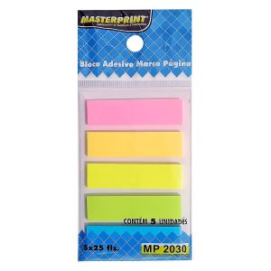 Bloco Marcador De Página Adesivo Régua 5 Cores 25 Folhas Masterprint MP2030