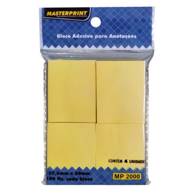 Bloco Adesivo 38x50 Amarelo 4x100 folhas