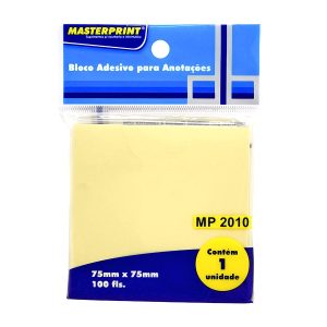 Bloco de Notas Adesivo 75x75mm com 1 Bloco de 100 Folhas Amarelo - Masterprint - MP2010