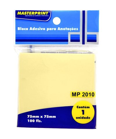 Bloco Adesivo para Anotações Amarelo 75x75mm com 100 Folhas Masterprint MP2010