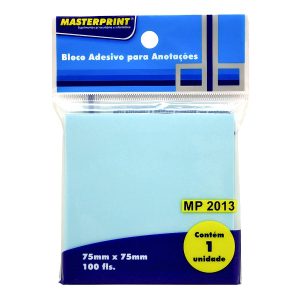 BLOCO ADESIVO ANOTACAO MP2013-75MMX75MM AZUL COM 100 FOLHAS MASTERPRINT