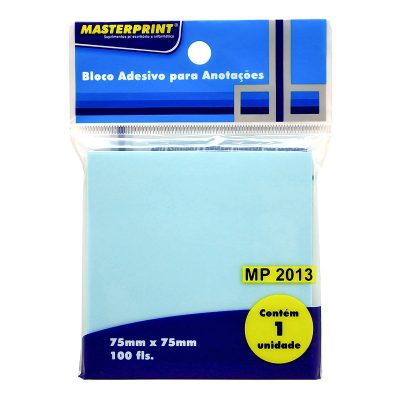 BLOCO ADESIVO ANOTACAO MP2013-75MMX75MM AZUL COM 100 FOLHAS MASTERPRINT