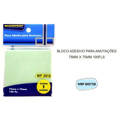 Bloco Adesivo 75x75 Verde 100 folhas
