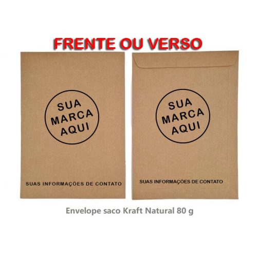 Envelopes KRAFT personalizados com sua arte/logo para papel A4