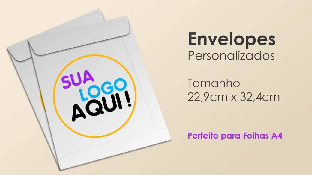 Envelopes brancos personalizados com sua logo/arte