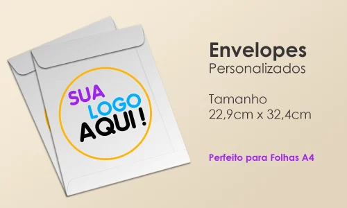 Envelopes brancos personalizados com sua logo/arte