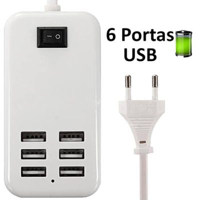 Carregador universal USB c/ 6 tomadas