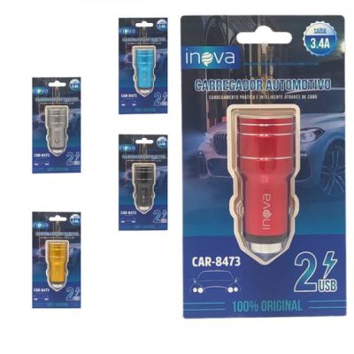 Carregador veicular c/ 2 USB 5v até 3A INOVA