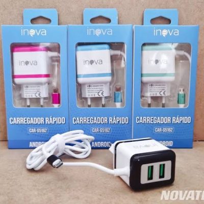 Carregador c/ cabo Tipo C e c/ 2 USB - 3.1A INOVA