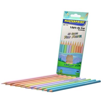 Lápis de Cor 10 Cores Sextavado Tom Pastel - Masterprint - MP 713