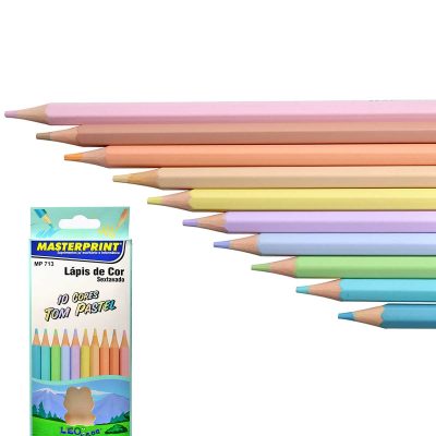 Lápis de Cor 10 Cores Sextavado Tom Pastel - Masterprint - MP 713