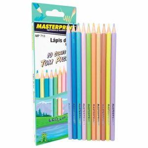 Lápis de Cor 10 Cores Sextavado Tom Pastel - Masterprint - MP 713