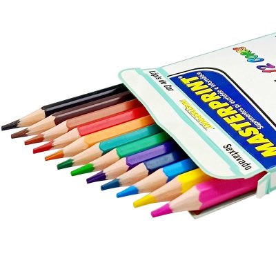 Lápis de Cor 12 Cores Clássicas Sextavado de Resina Colorido Masterprint