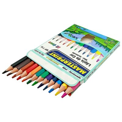 Lápis de Cor 12 Cores Clássicas Mini Sextavado de Resina Colorido Mini Masterprint MP-710